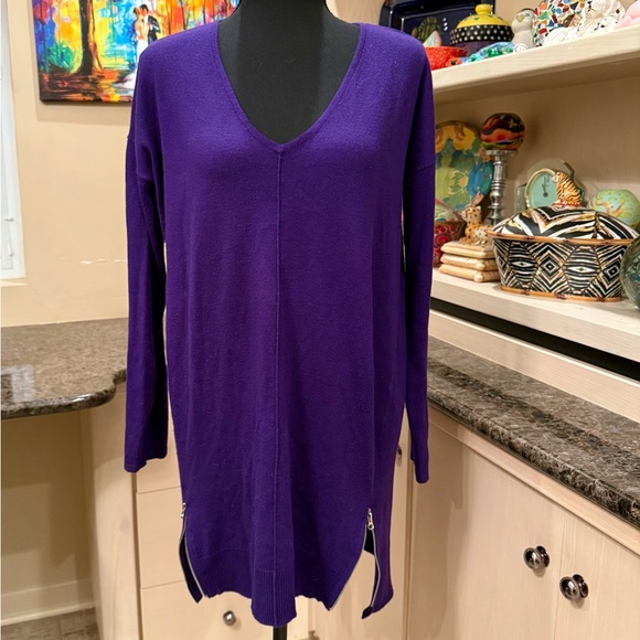 Chico's Deep Purple V-Neck Tunic - Picture 1 of 8